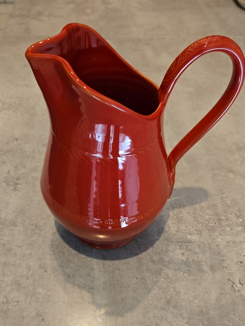 Vietri Gloss Red Orange Ceramic Pitcher